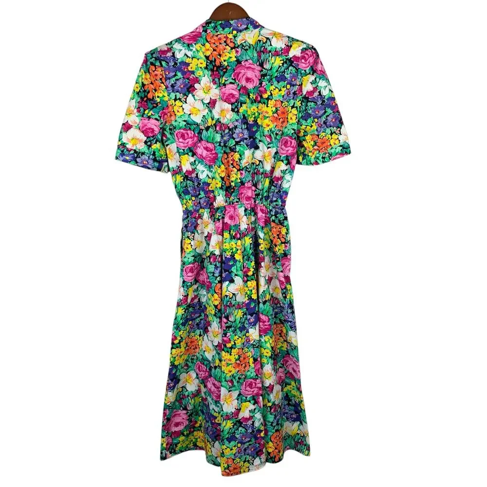 Vintage Jeffrey & Dara by Linda Hutley Dress Floral Fit & Flare Midi Women's 7 9 - Picture 6 of 9
